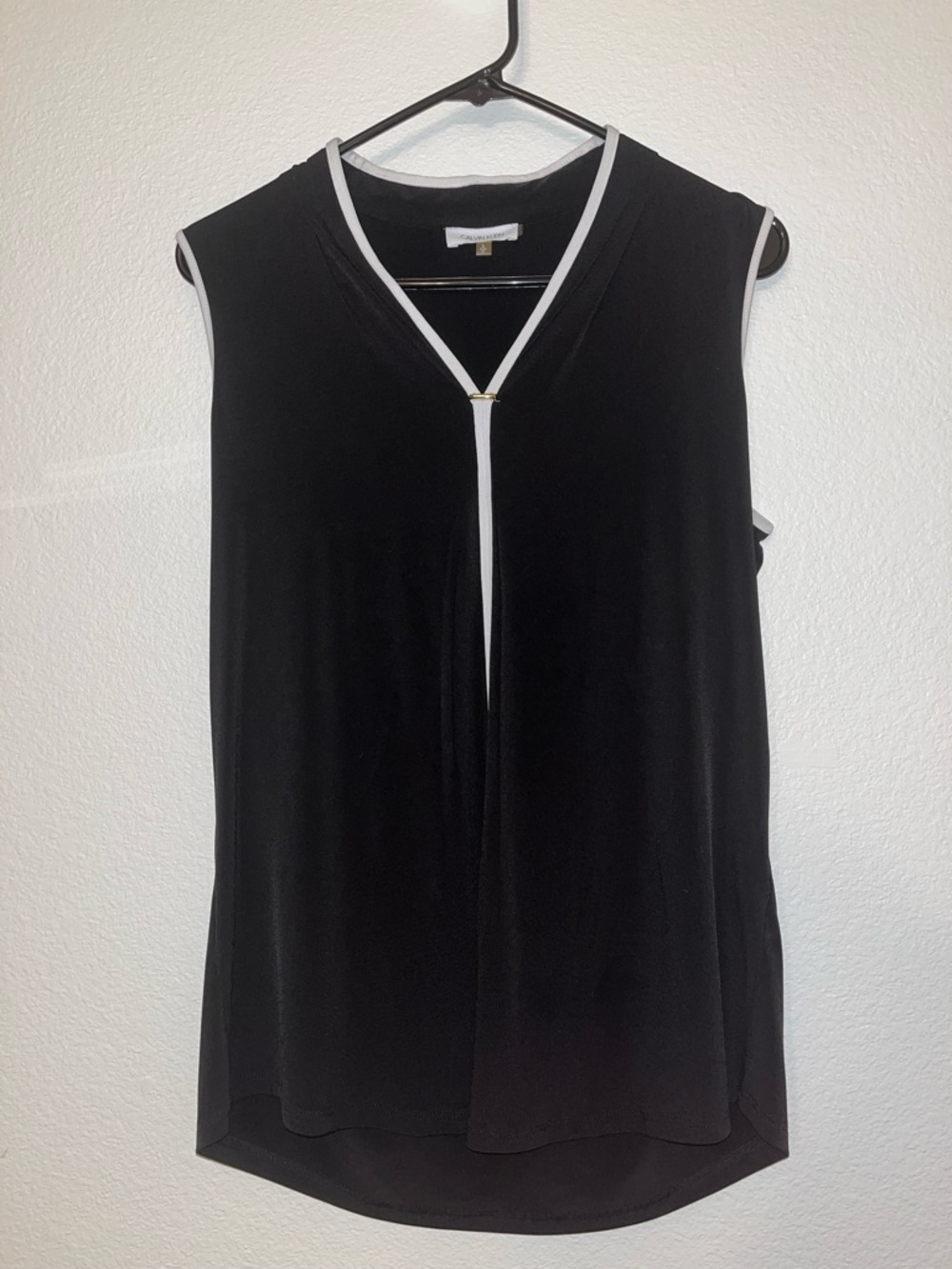Calvin Klein Black Camisole with White Trim V-Neck